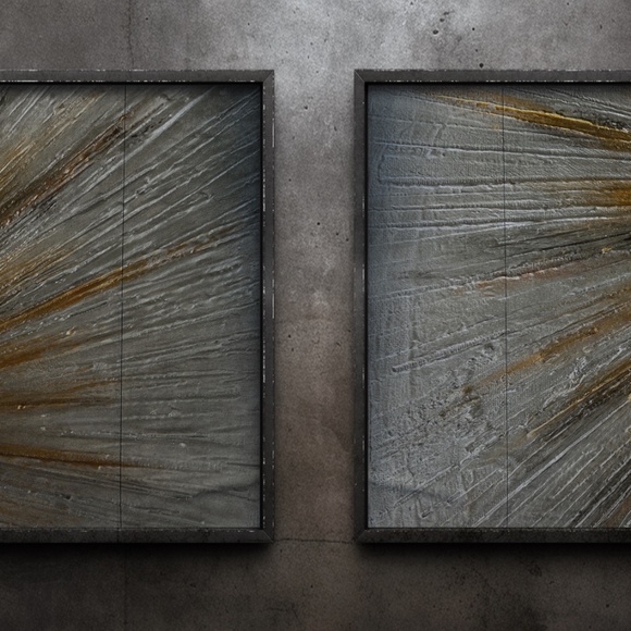 Sparkling Metallic Textured 3D Abstract Art Set of 2 - 8x10 Canvas Modern Décor - Picture 5 of 14